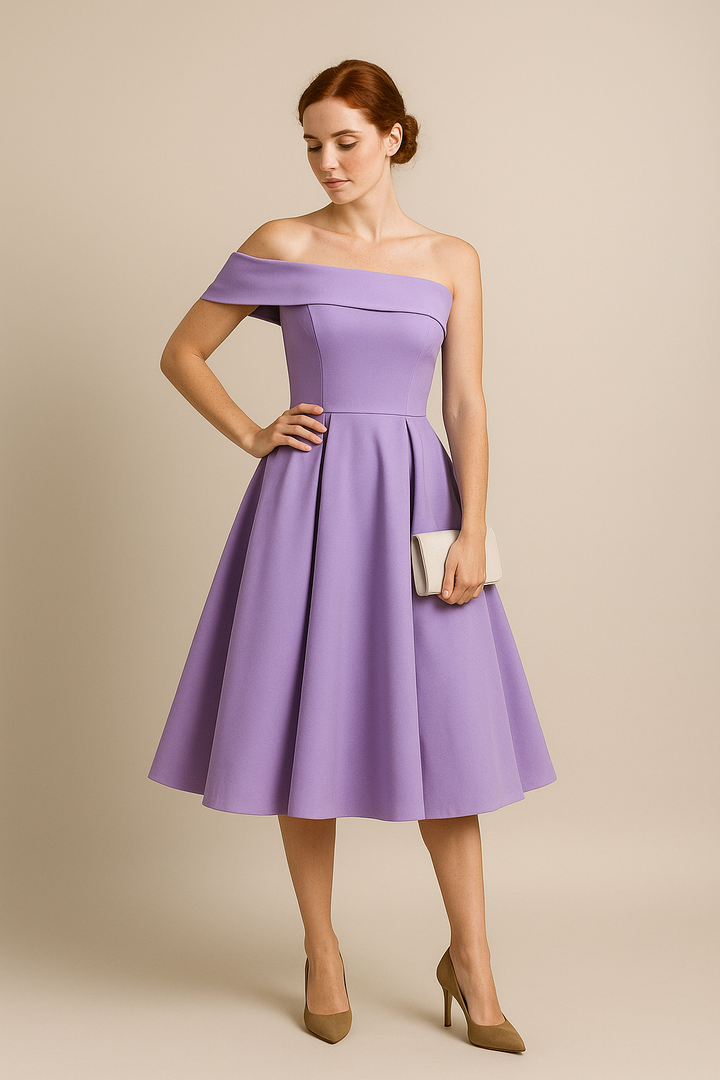 HERBERGER | Damen Schulterfreies A-Linien Kleid, Atmungsaktiv und Stilvoll