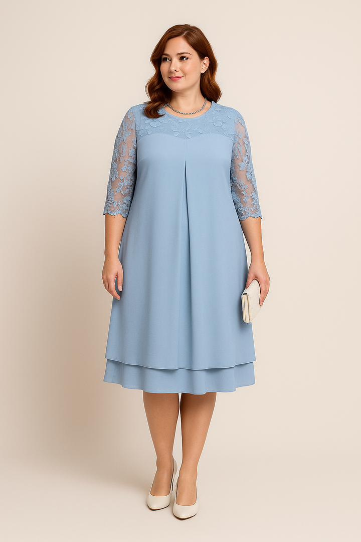 HERBERGER | Festliches Damen A-Linien Kleid in Knielänge mit Halbarm