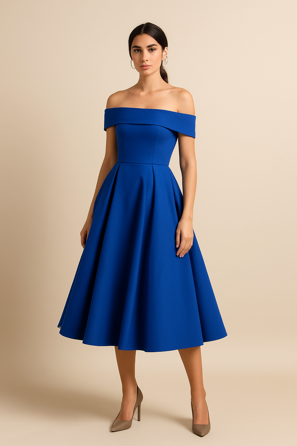 HERBERGER | Damen Schulterfreies A-Linien Kleid, Atmungsaktiv und Stilvoll