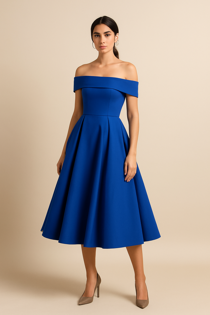 HERBERGER | Damen Schulterfreies A-Linien Kleid, Atmungsaktiv und Stilvoll