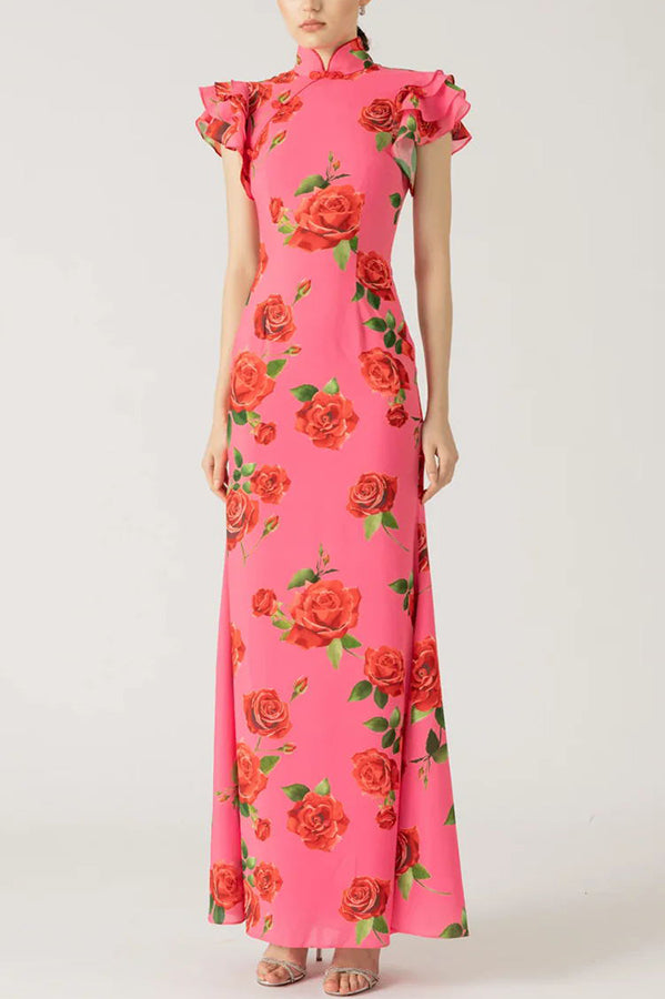 LENIA – Modernes Kleid mit Stehkragen und Glockenärmeln
