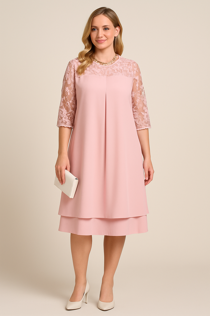 HERBERGER | Festliches Damen A-Linien Kleid in Knielänge mit Halbarm