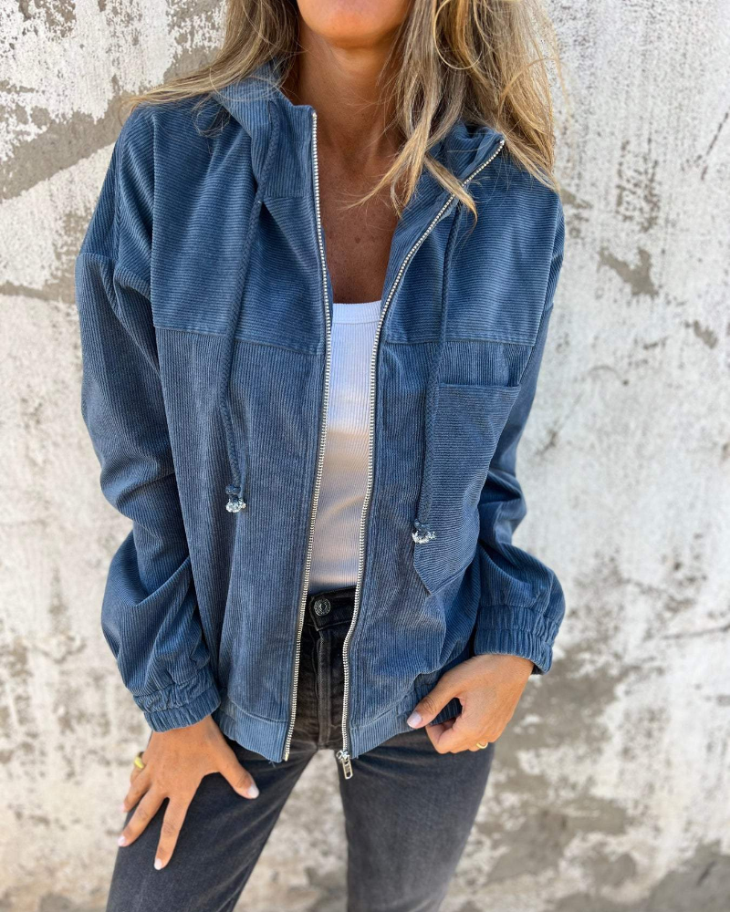 Ella - Corduroy Kapuzenjacke mit Reissverschluss