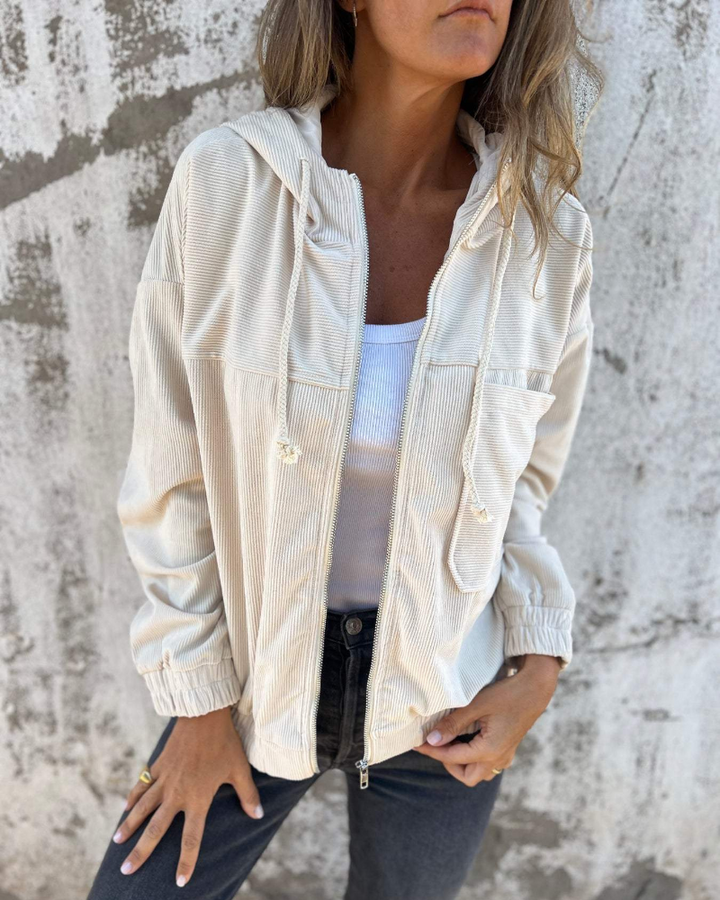 Ella - Corduroy Kapuzenjacke mit Reissverschluss
