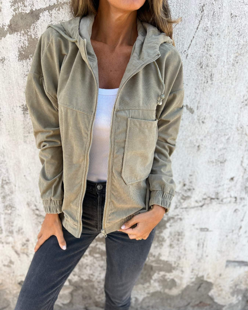 Ella - Corduroy Kapuzenjacke mit Reissverschluss