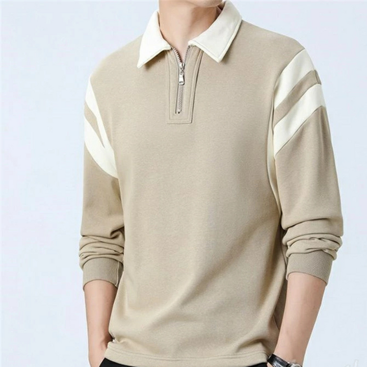 Strukturweg Herren Langarm Polo-Shirt