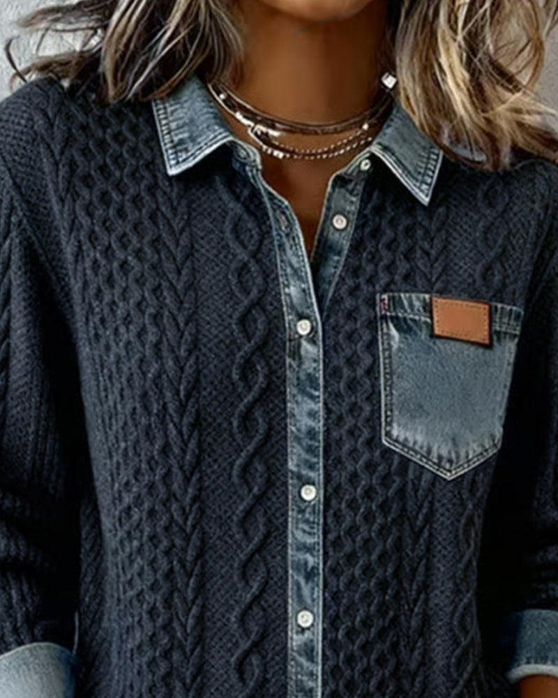 Juliane - Gestrickter Denim-Pullover