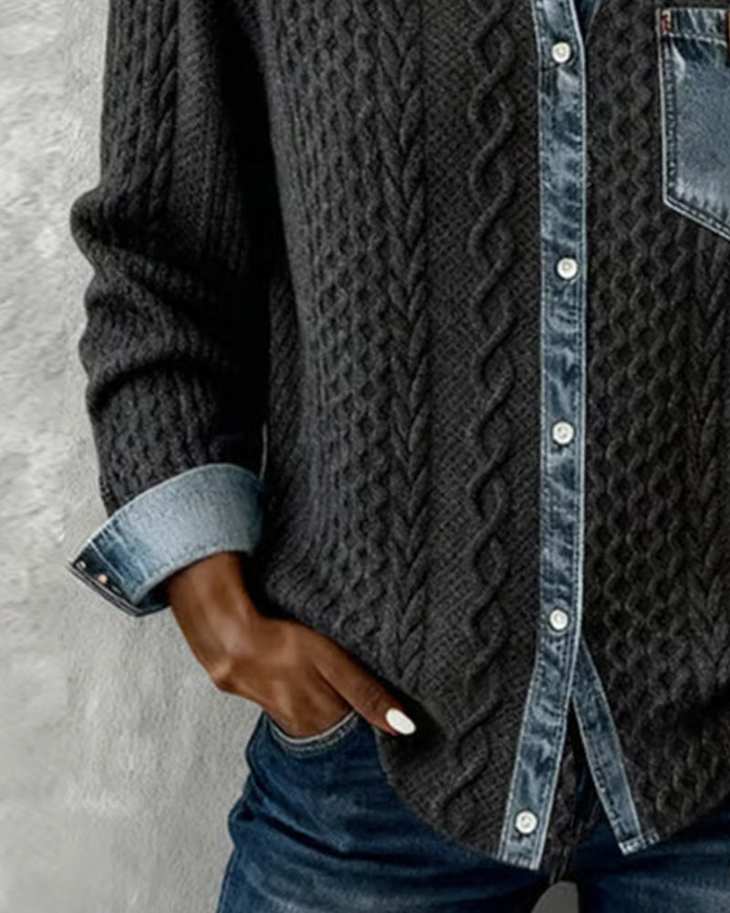 Juliane - Gestrickter Denim-Pullover
