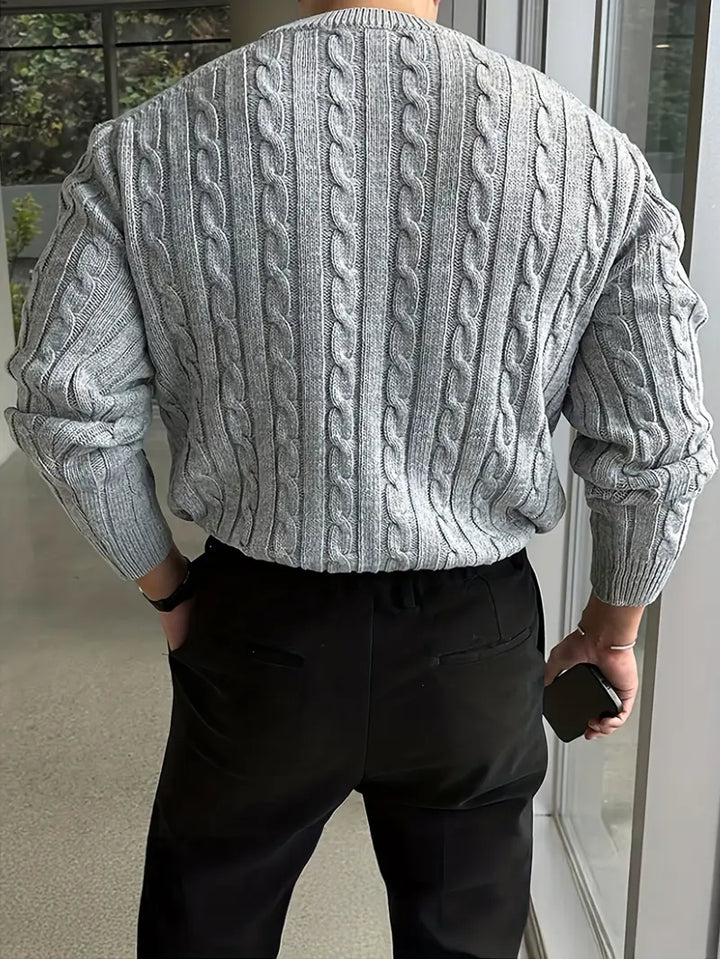 Mergim Lässiger Strickpullover Mit Langen Ärmeln