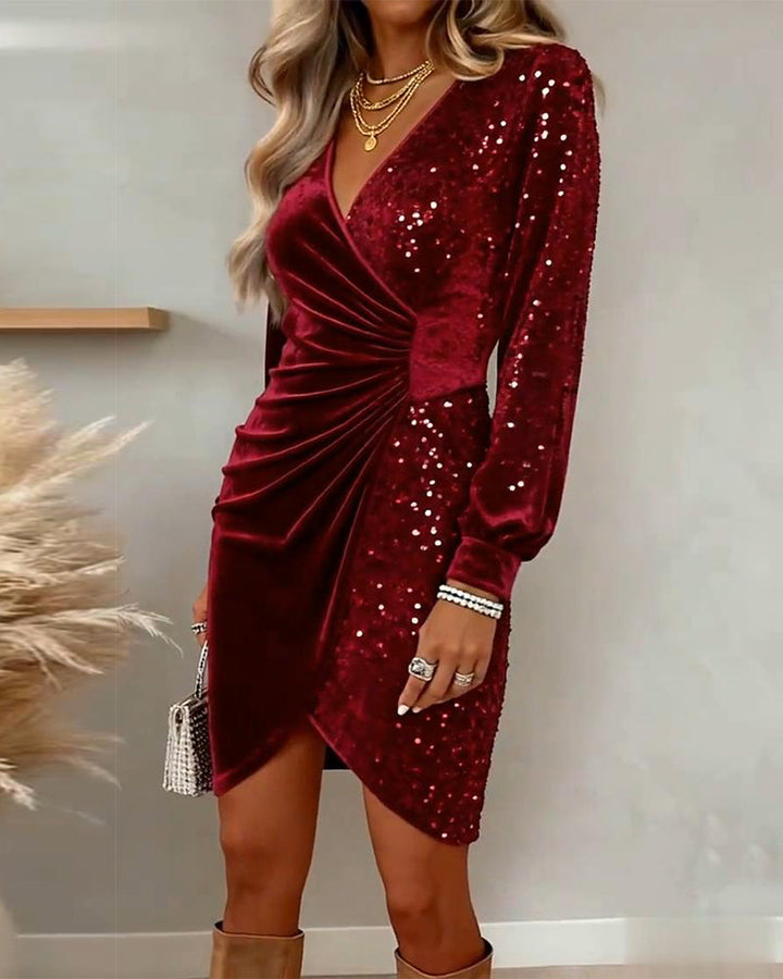 Emilia - Festliches Midi-Kleid mit V-Ausschnitt