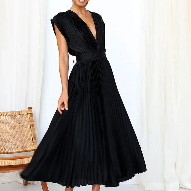 Lisi™ - Maxikleid mit V-Ausschnitt und Plissee