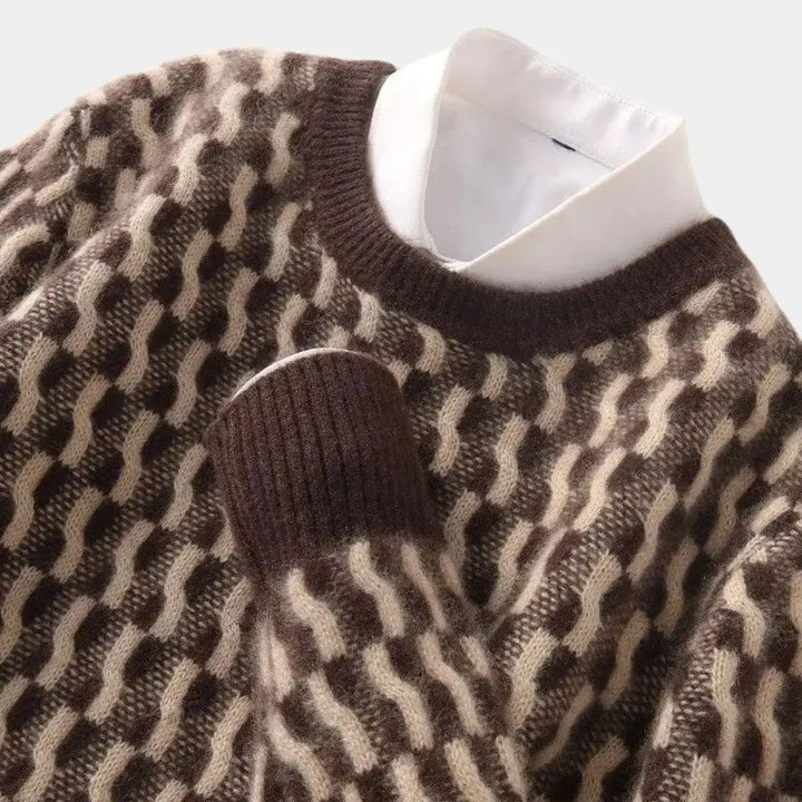 Geometrischer Pullover mit Rundhalsausschnitt
