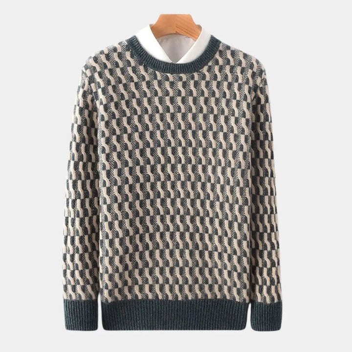 Geometrischer Pullover mit Rundhalsausschnitt