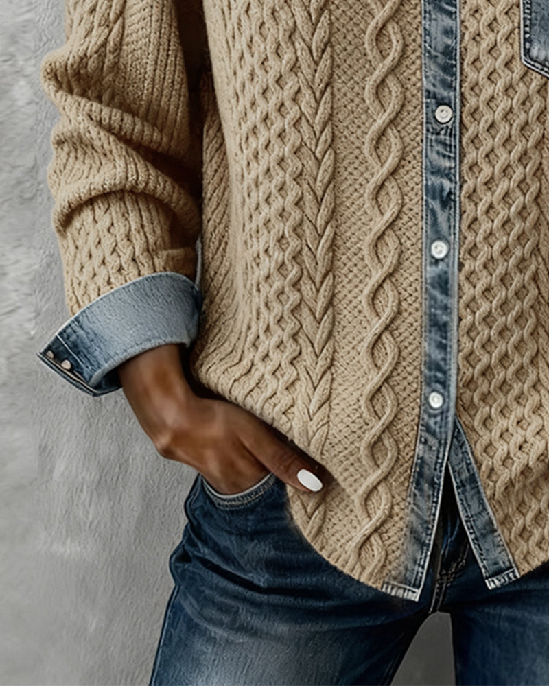 Juliane - Gestrickter Denim-Pullover