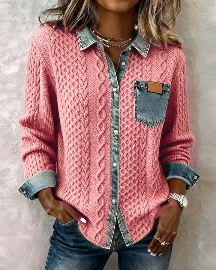 Juliane - Gestrickter Denim-Pullover