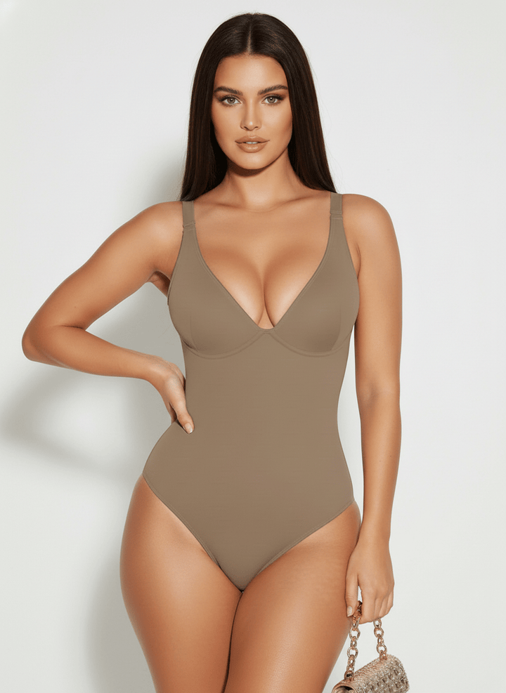Damen Shaping-Bodysuit mit tiefem V-Ausschnitt