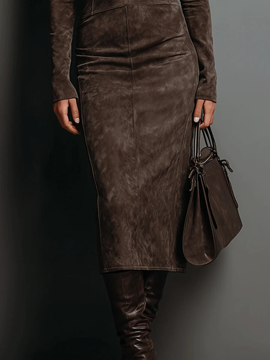Giada - Midi-Kleid aus Wildleder-Optik