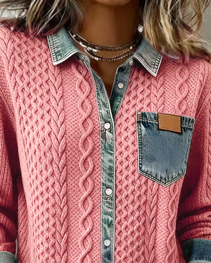 Juliane - Gestrickter Denim-Pullover