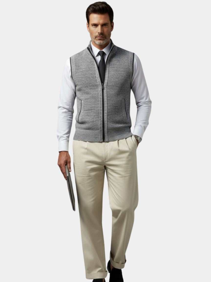 Viretti - Elegantes Gilet mit durchgehendem Reissverschluss