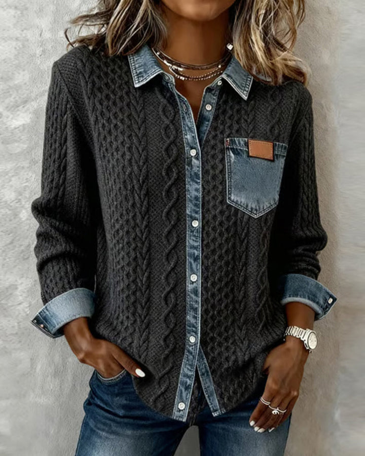 Juliane - Gestrickter Denim-Pullover