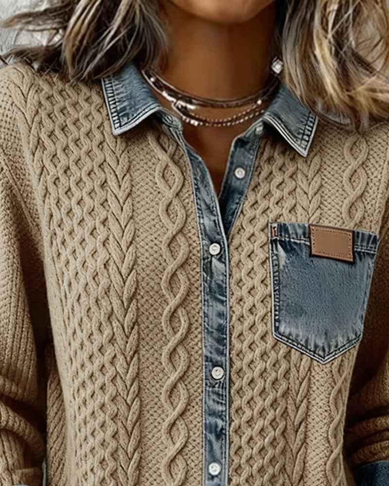 Juliane - Gestrickter Denim-Pullover
