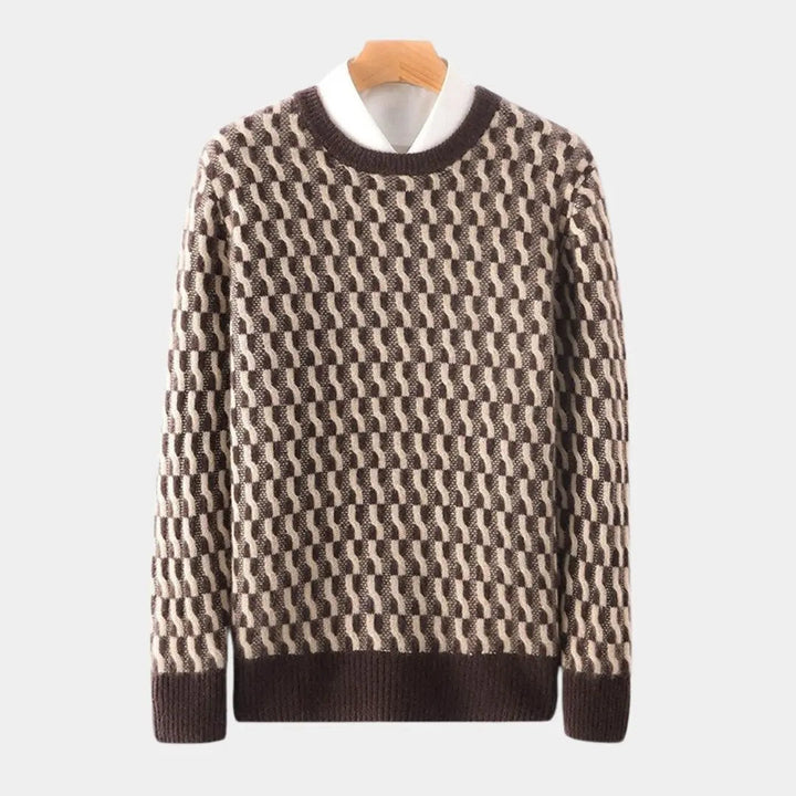 Geometrischer Pullover mit Rundhalsausschnitt
