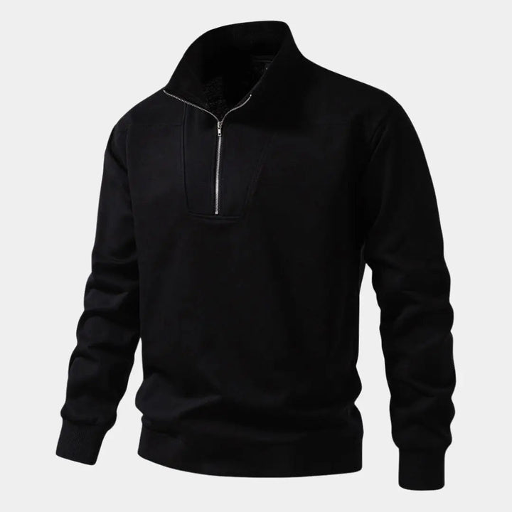 Zip Black Lapel Sports Hoodie Sweatshirt