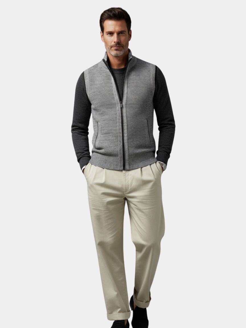 Viretti - Elegantes Gilet mit durchgehendem Reissverschluss