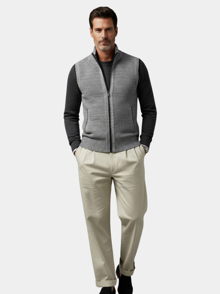 Viretti - Elegantes Gilet mit durchgehendem Reissverschluss