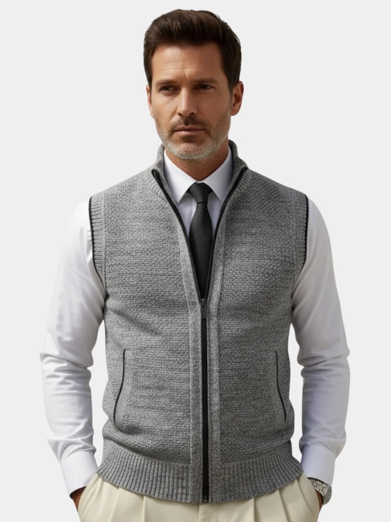 Viretti - Elegantes Gilet mit durchgehendem Reissverschluss