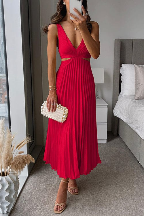 LARA - PLISSIERTES KLEID MIT AUSSCHNITT