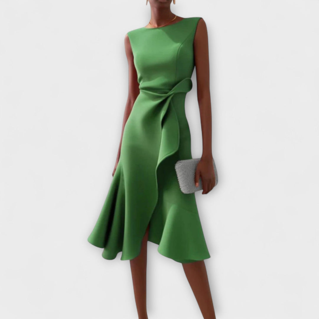 Juliette – Asymmetrisches Midi-Kleid mit Drapierung
