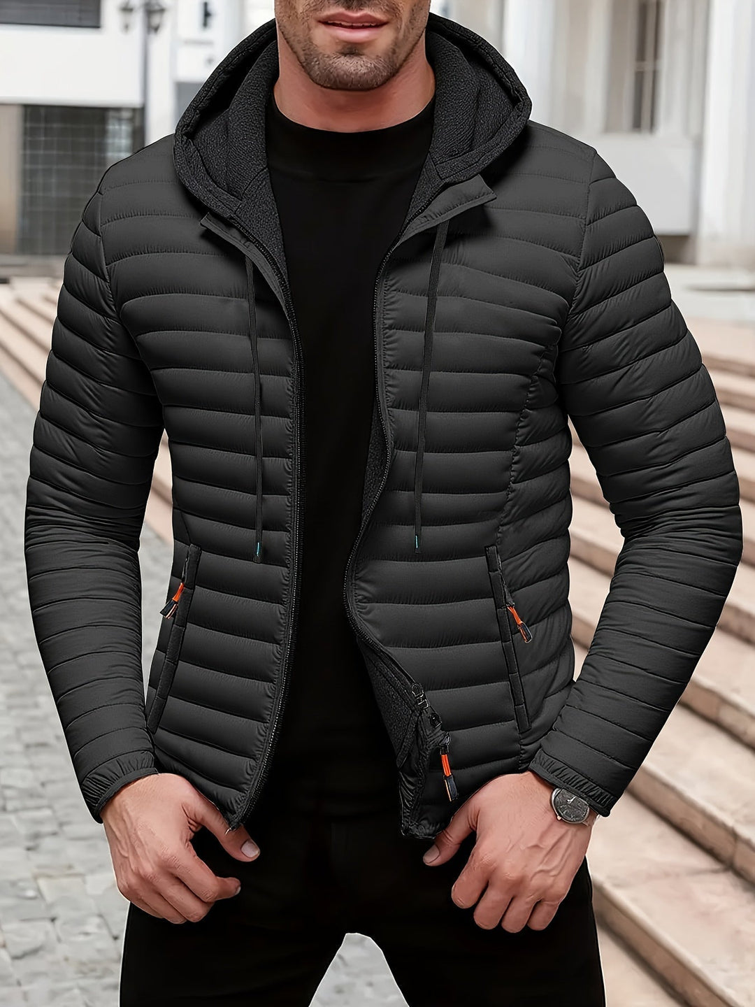 Dielmar™ Gesteppte Kapuzenjacke Mit Frontreissverschluss