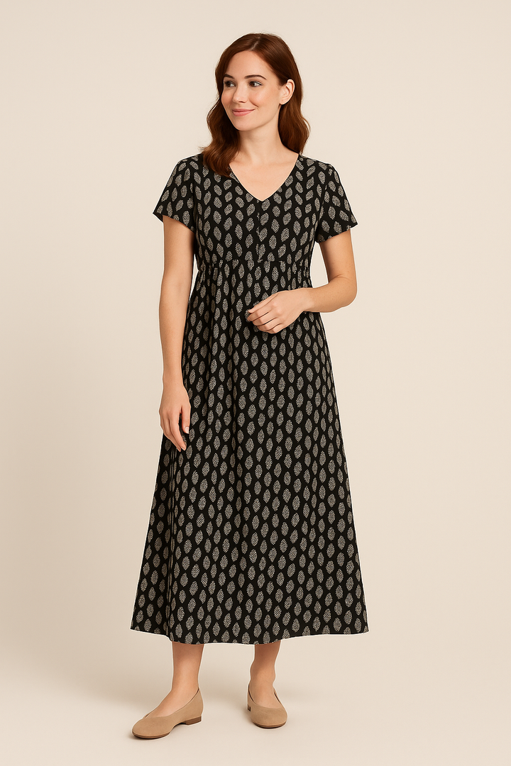 HERBERGER | Damen Maxikleid mit V-Ausschnitt und Empire-Taille luftig & leicht