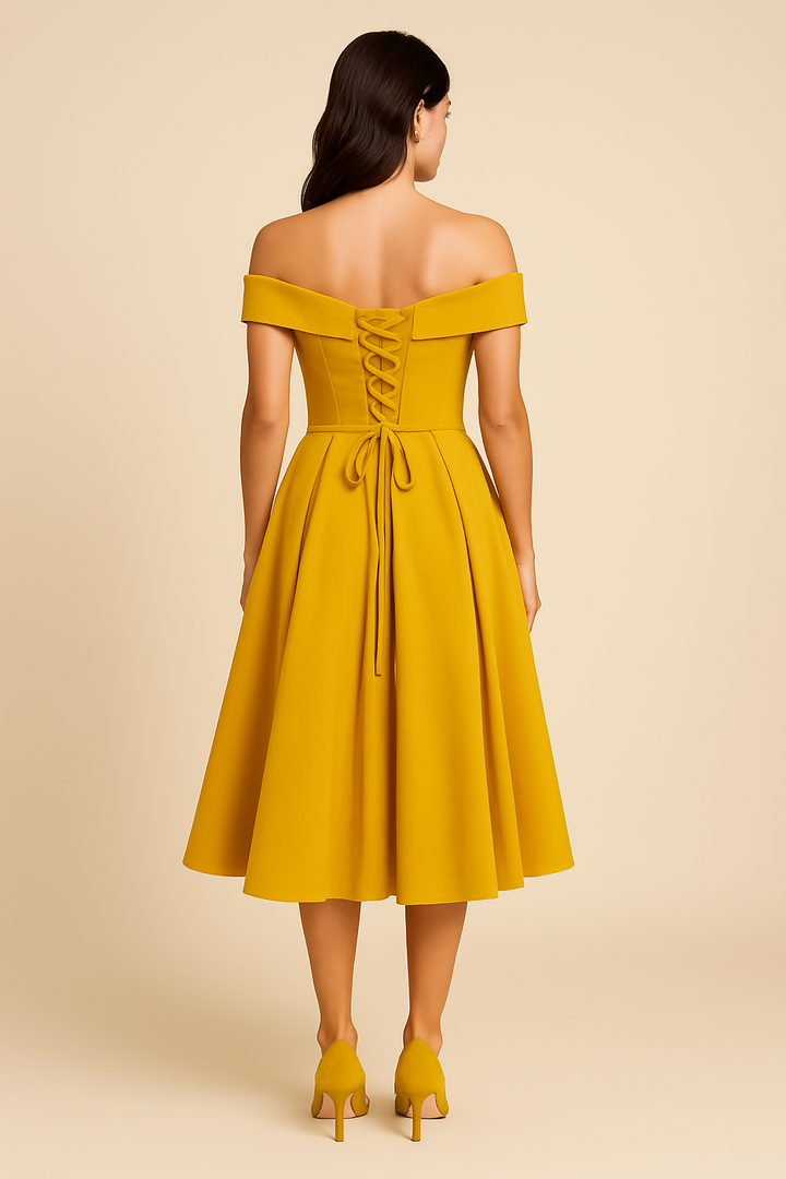HERBERGER | Damen Schulterfreies A-Linien Kleid, Atmungsaktiv und Stilvoll