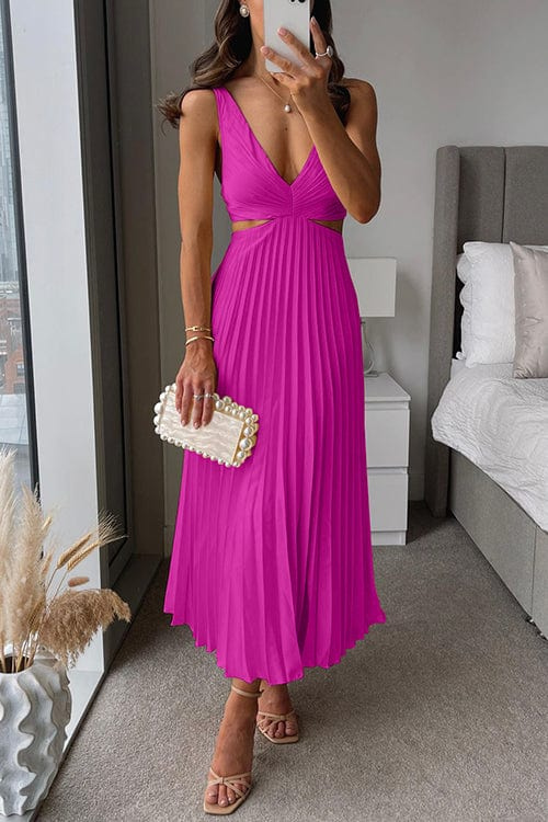 LARA - PLISSIERTES KLEID MIT AUSSCHNITT