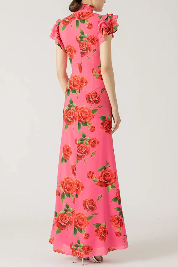 LENIA – Modernes Kleid mit Stehkragen und Glockenärmeln