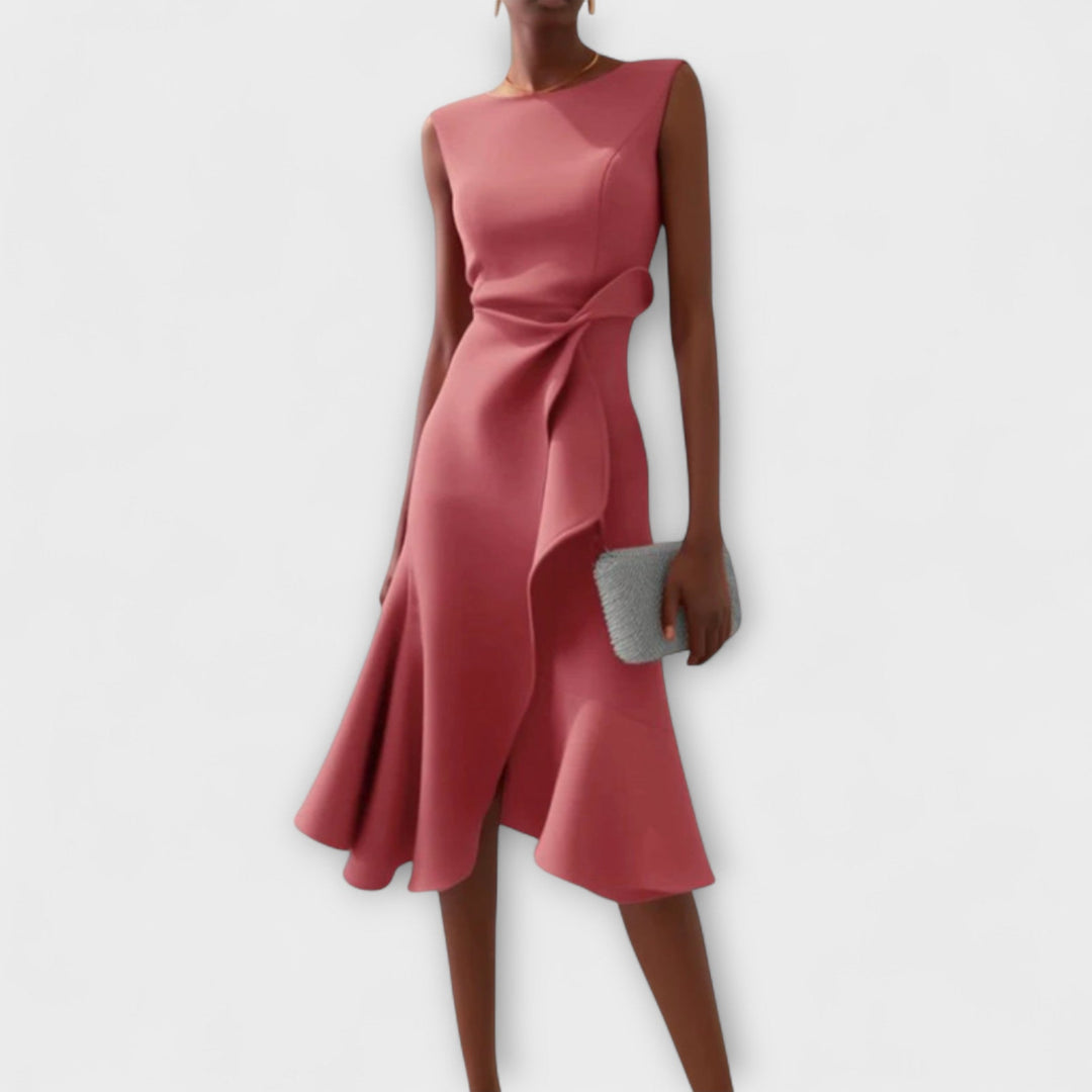Juliette – Asymmetrisches Midi-Kleid mit Drapierung