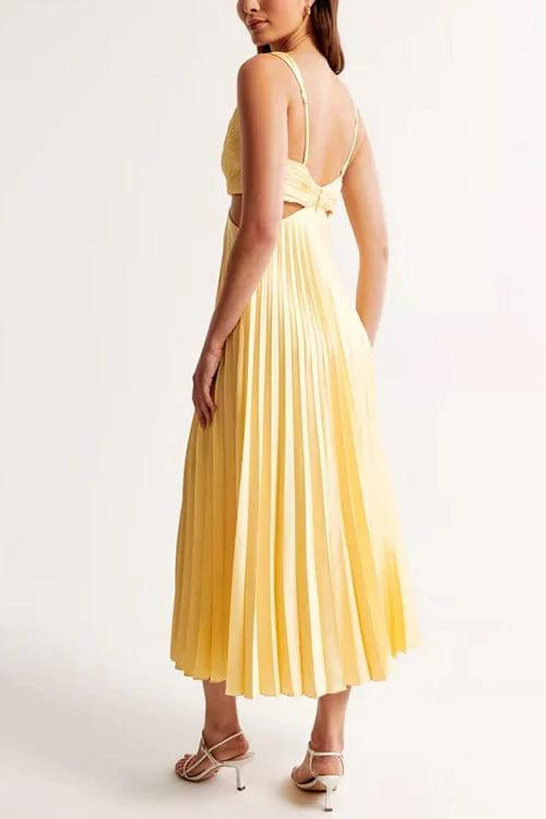 LARA - PLISSIERTES KLEID MIT AUSSCHNITT