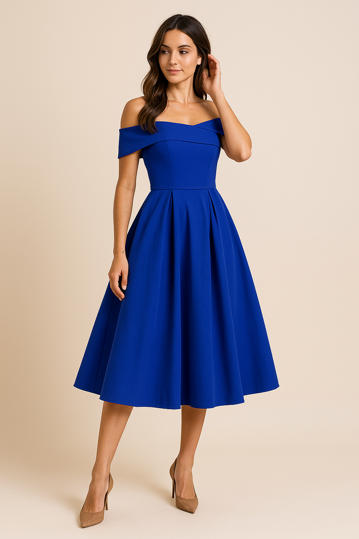 HERBERGER | Damen Schulterfreies A-Linien Kleid, Atmungsaktiv und Stilvoll