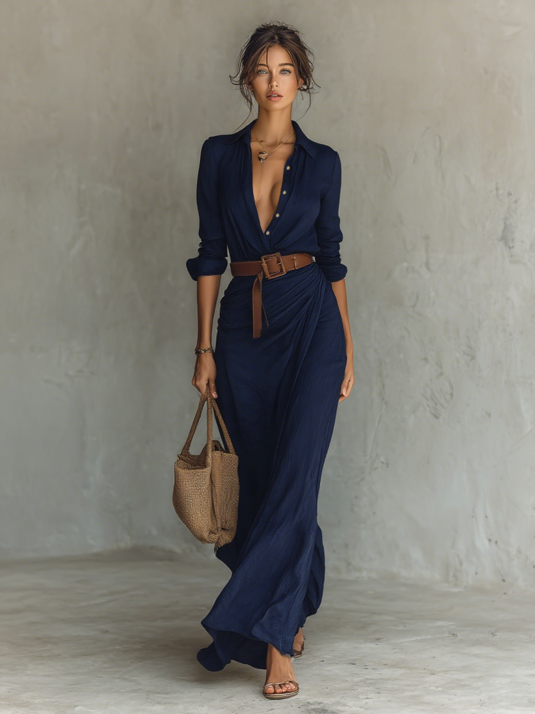 Senna - Maxikleid mit Reverskragen