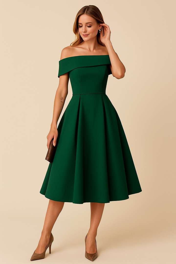 HERBERGER | Damen Schulterfreies A-Linien Kleid, Atmungsaktiv und Stilvoll