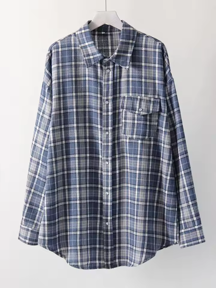 LEANDRA - ÜBERGRÖSSE KAROMUSTER VINTAGE HEMD