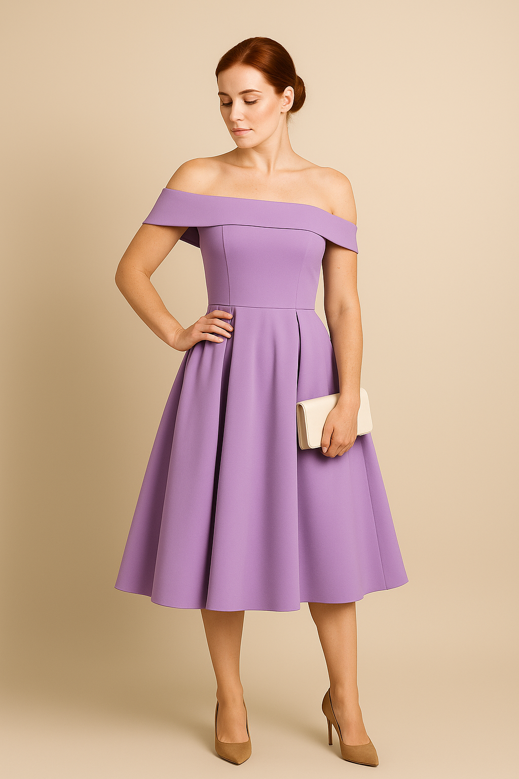 HERBERGER | Damen Schulterfreies A-Linien Kleid, Atmungsaktiv und Stilvoll