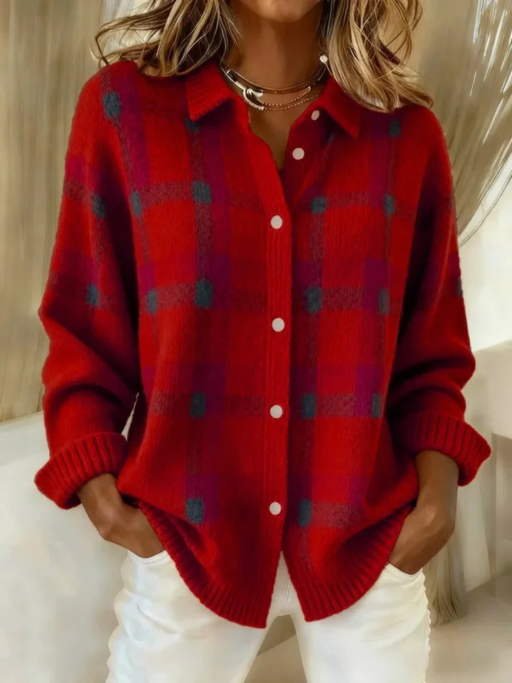 Sandra Karierter Strickpullover