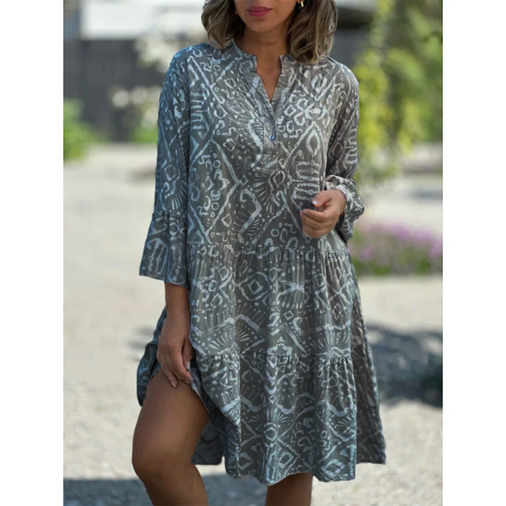 RINA - Bedrucktes Kleid mit lockerem V-Ausschnitt