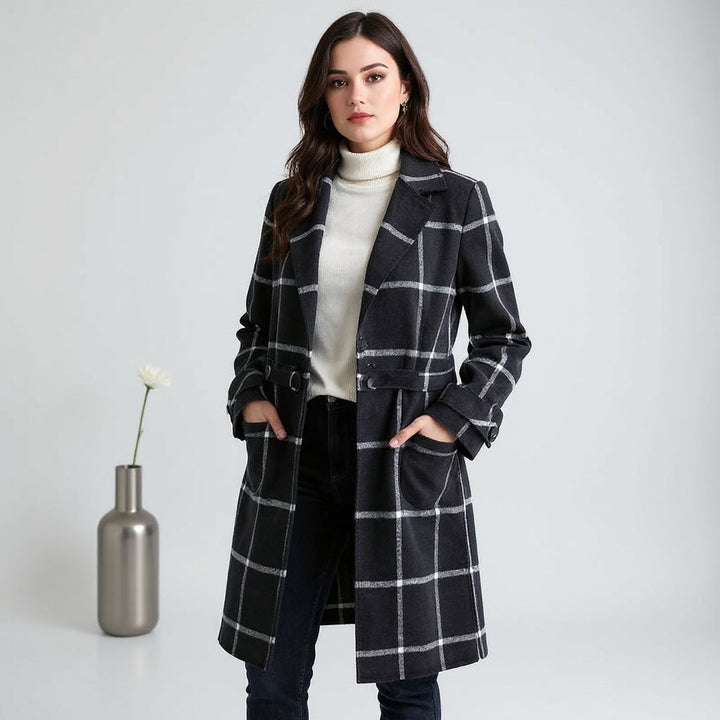 Valeria - Eleganter Wollmantel im Karomuster