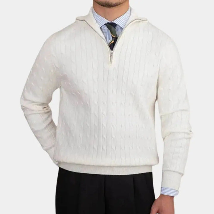 Pullover mit Reissverschluss aus Zopfstrick