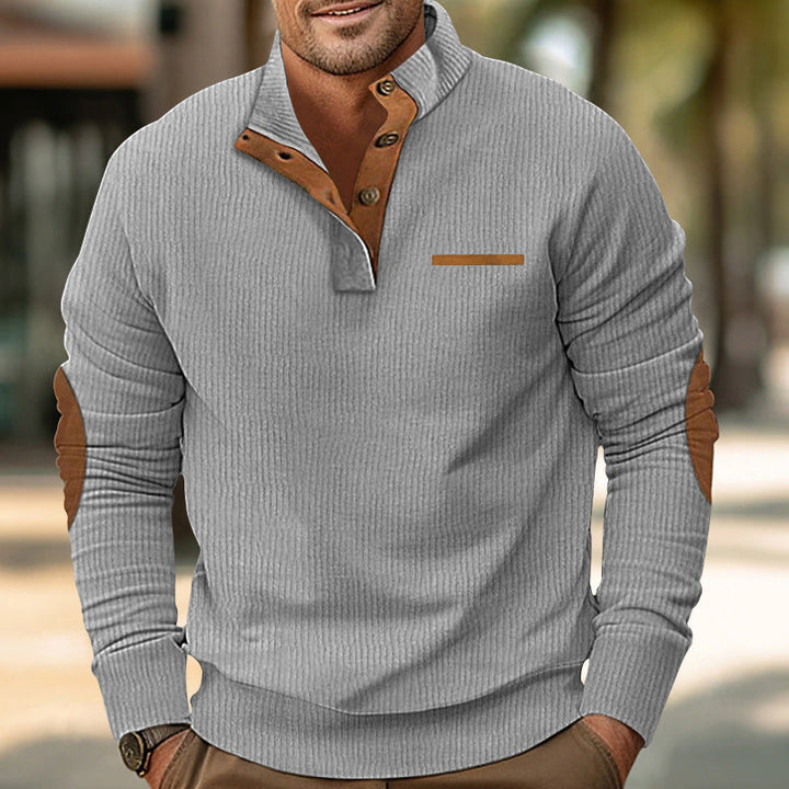 Sebastian - Herrenpullover mit Viertelknopf