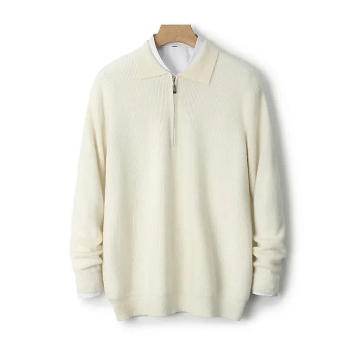 Herren Strickpullover mit halbem Reissverschluss